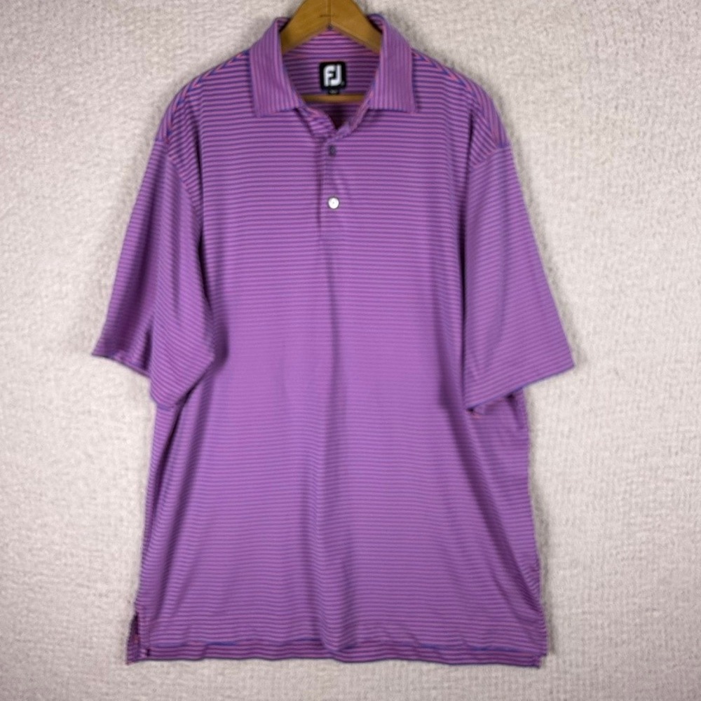 FootJoy Golf Polo‎ Shirt Mens XL Purple Pink Striped Short Sleeve